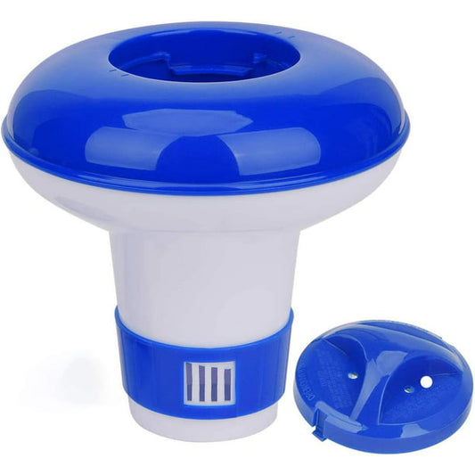 Pool Chlorine Floater, 5 inch Diameter Pool Floater for Chlorine Tablets, Floating Chlorine Dispenser, Blue/White