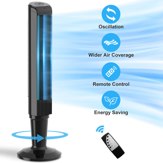 36" Tower Fans for Bedhome, Portable Space-Saving 60° Oscillating Cooling Fan with Remote, 3 Speeds, 3 Modes Bladeless Fan for Room, Kitchen Living Home, Office