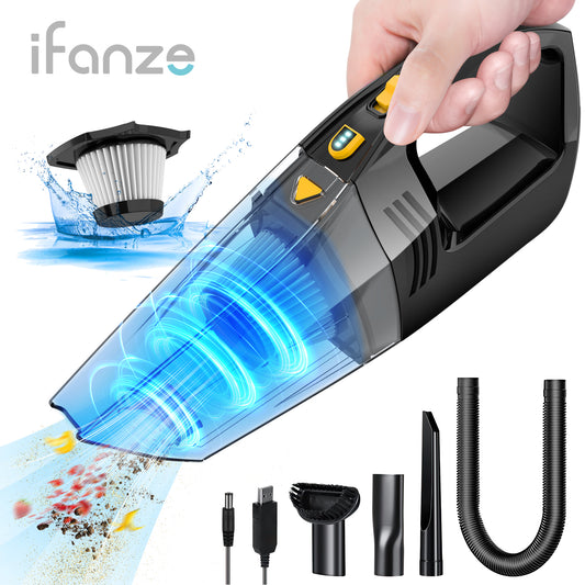 iFanze Handheld Vacuum Cordless, 8KPA Portable Wet Dry Hand Vacuum, Rechargeable Handy Vac with Washable HEPA Filter for Car, Pet Hair, Home, Office