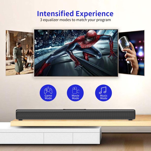 Sound Bar for TV, 23 in Bluetooth Soundbar Built in Subwoofer with HDMI USB RCA AUX COAX Connection Wireless TV Speaker for Home Theater