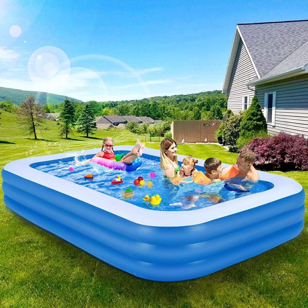 Jorocks Inflatable Swimming Pool, 106''x70''x24''PVC Three-layer Cuboid Shape Bathtub Full-Sized Inflatable Pool For Kids, Adults, Outdoor, Backyard, Summer Water Party