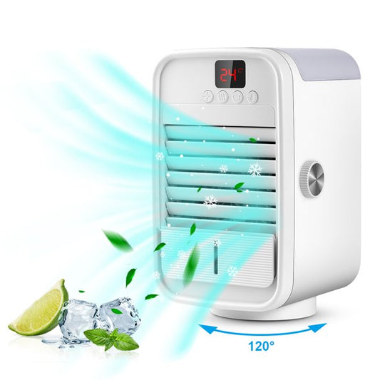 Portable Evaporative Cooler with Fan, Cooseas Mini Cooling Fans Humidifiers Office Swamp Cooler LED Light Quiet Room Air Conditioners