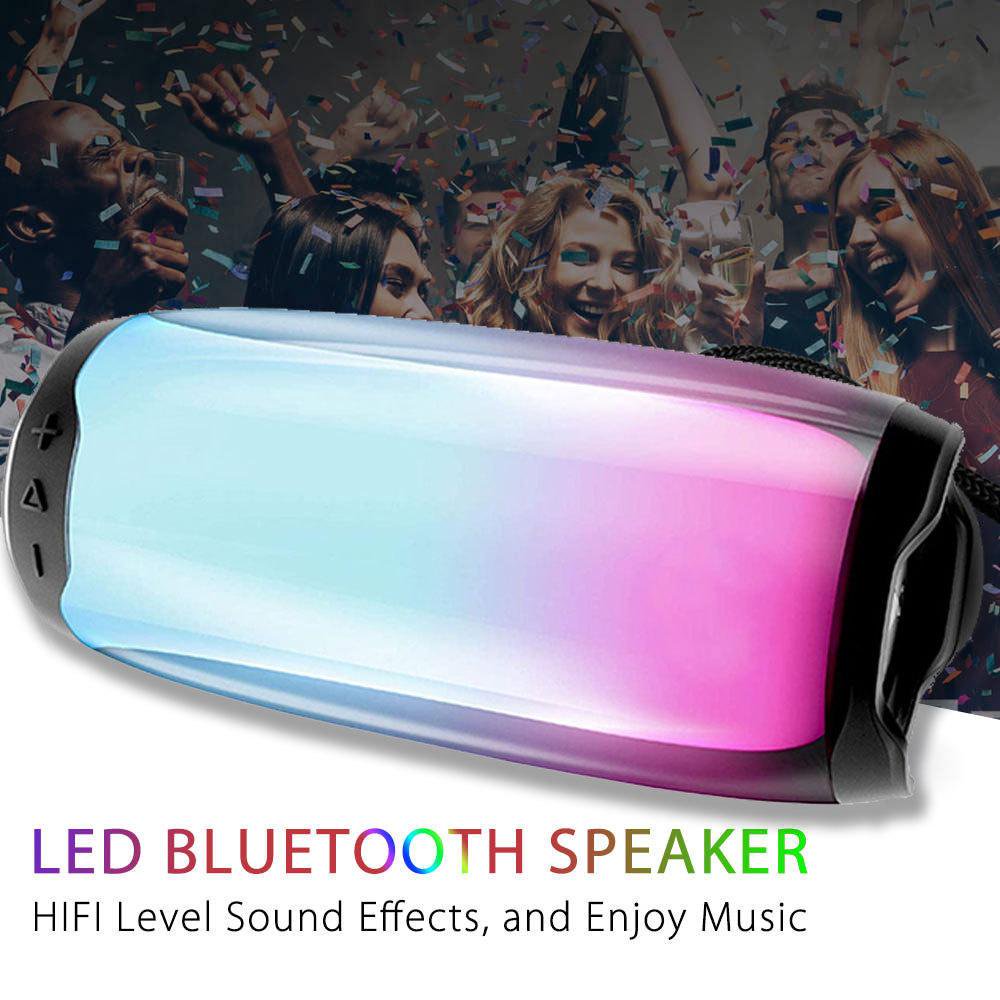 Rioicc Wireless Bluetooth Speaker, Portable Waterproof Speaker with 360 Degree LED RGB Light Show, Black