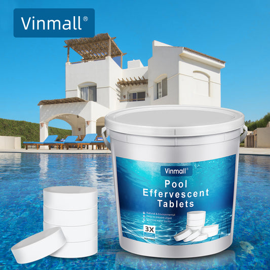 Vinmall 1 inch Pool Chlorine Tablets, 11 lbs Long-lasting Chlorine for Swimming Pool, 250 Count