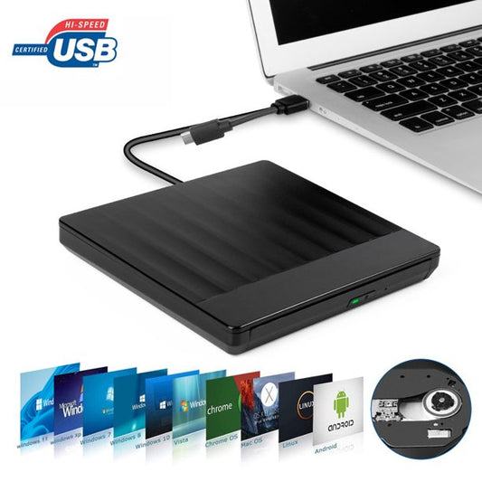 USB 3.0 External DVD Drive for Laptop, Rioicc Slim Portable CD Burner Drive High Speed Data Transfer for Notebook, Desktoop