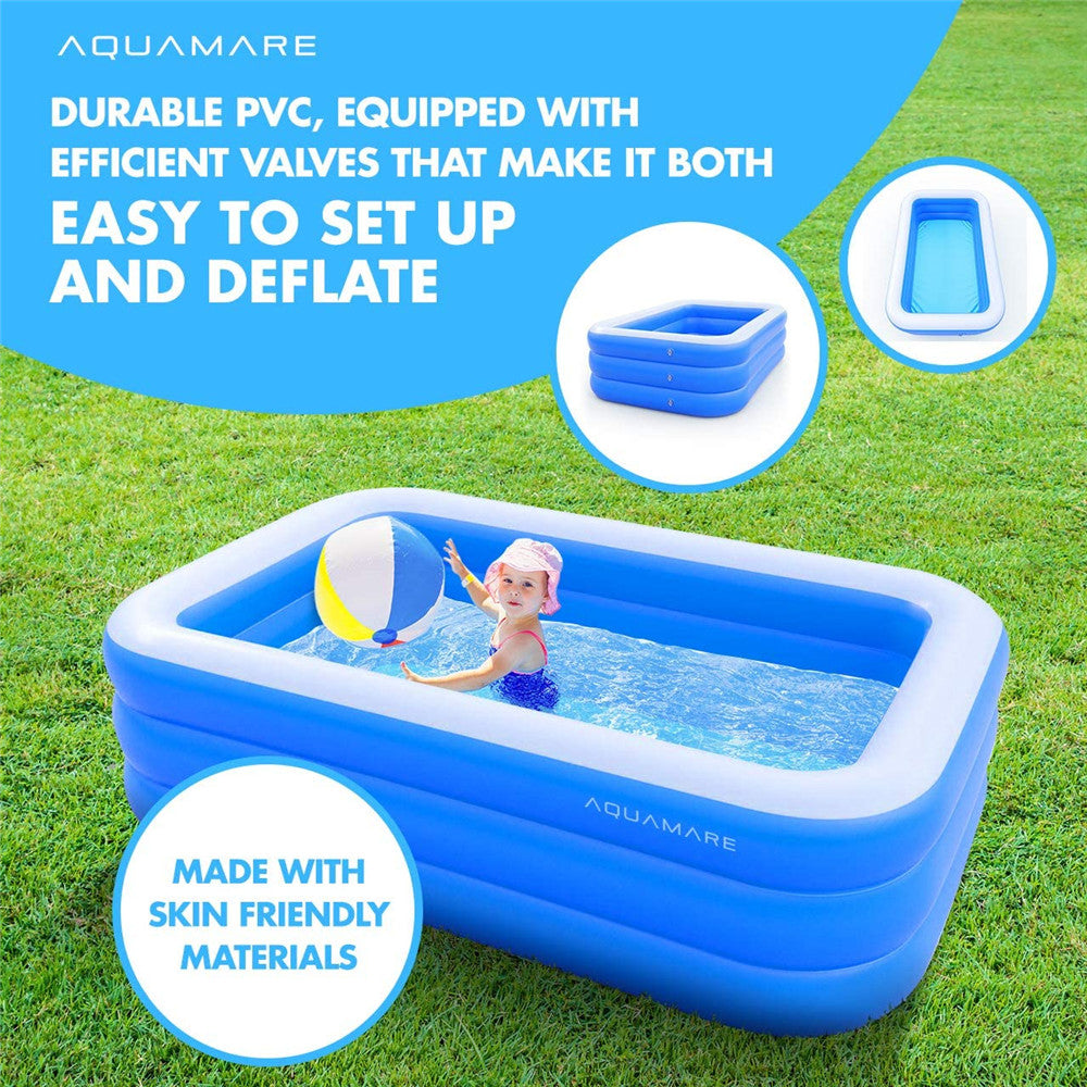 Ifanze 8.6 Foot Inflatable Family Pool,Rectangle Swimming Pool