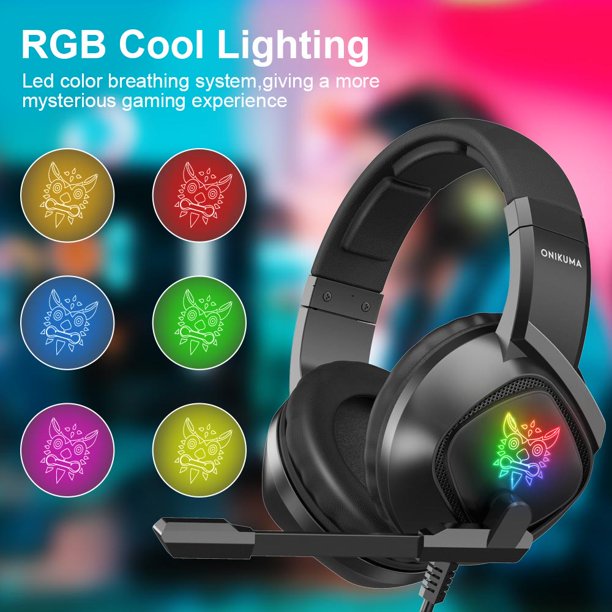 Gaming Headset with Noise Canceling Mic for PS4, Xbox One, PC, Over-ear Gaming Headphones with 7.1 Surround Sound for Kids Adults