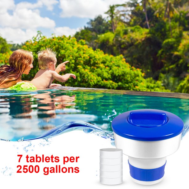 Floating Chlorinator for Indoor Outdoor Swimming Pool, Chlorine Tablet Dispenser for Tabs up to 3-Inch Chlorine Tablets, Easy to Apply Chemicals for Your Pool