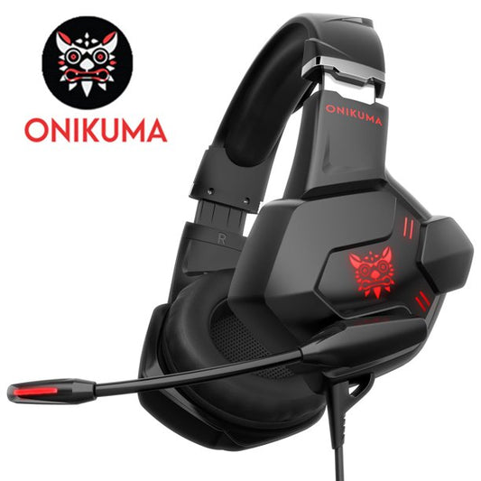 ONIKUMA Gaming Headset for PS4 PS5 Xbox One Nintendo Switch,Over-Ear Headphones with Noise Cancelling Microphone and Breathable Ear Pads,Bass Surround Sound & Glowing LED Light for Laptop PC