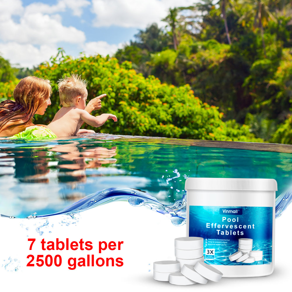 Vinmall 360Pcs Pool Chlorine Tablets,Chlorine Tablets for Pool,with Floating Chlorine Dispenser，Effectively e Liminate Harmful Organisms