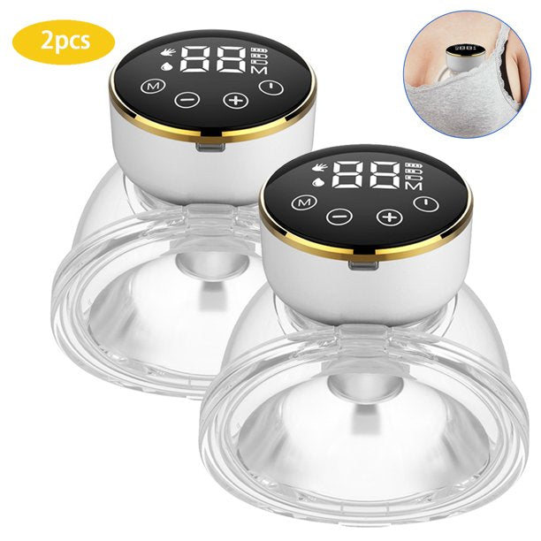 Vinmall Hands-Free Breast Pump, Wearable Electric Breast Pumps Touch Pane, 3 Modes 9 Levels Adjustment, LCD Display, Rechargeable Powered Wireless Portable Breast Pump ,24mm, 2pack, S1