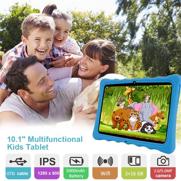 Rioicc 10.1 inch Kids Tablet, 32GB Storage WiFi Android 11 Tablet for Kids, HD Touch Screen, Parental Control, Learning Tablet with IWAWA Application, Kids Tablets with Blue Case X1