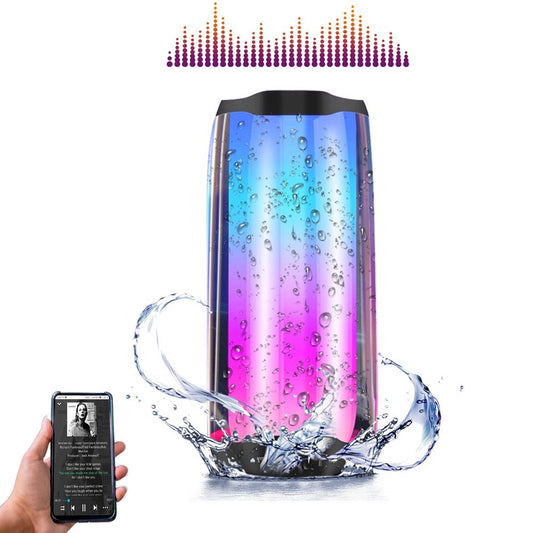 Rioicc Wireless Bluetooth Speaker, Portable Waterproof Speaker with 360 Degree LED RGB Light Show, Black