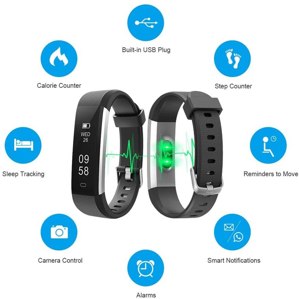 Fitness Tracker Watch with Message Reminder, Rioicc Waterproof Smart Band with Sleep Monitor & Calorie Counter, Activity Tracker for Women and Men