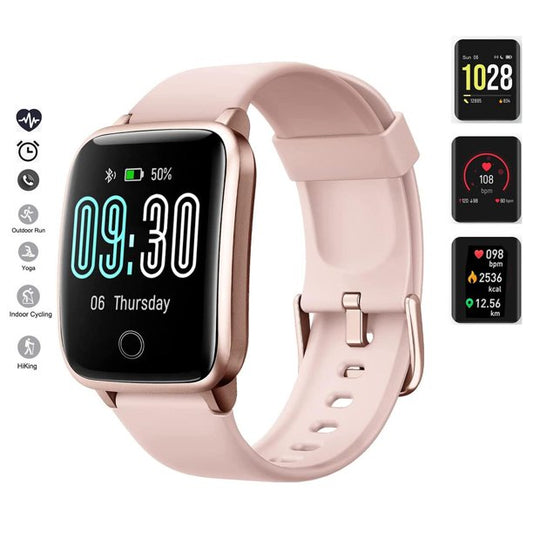 Rioicc Fitness Tracker,Built-in GPS Health Tracker Smart Watch,IP67 Waterproof,Heart Rate Monitor And Sleep Tracker Smart Watch For Android and IOS Phones,Pink