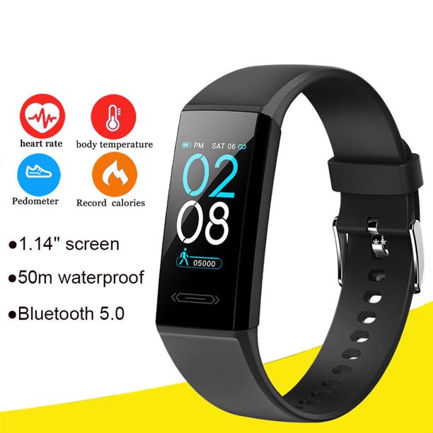 Fitness Tracker, IP68 Waterproof Fitness Watch Sport Digital Watch Heart Rate Monitor with Step Counter Sleep Tracker Call SMS SNS Notice, Smart Watch for Men Women Kids