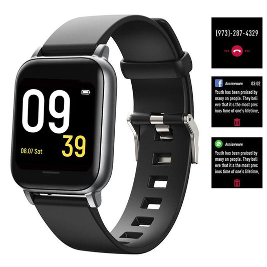 Smart Watch, IP68 Waterproof Fitness Tracker Watches for Men Women, Activity Tracker with Touch Color Screen Heart Rate Monitor Pedometer Sleep Monitor for Android and IOS Phones, Black