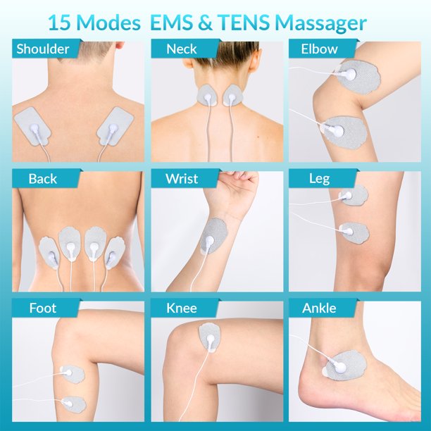 Vinmall TENS Unit Muscle Stimulator ,Rechargeable EMS Dual Channel with 8 Reusable Electrode Pads 15 Modes for Back Neck Pain Muscle Therapy Pain Management Pulse Massager