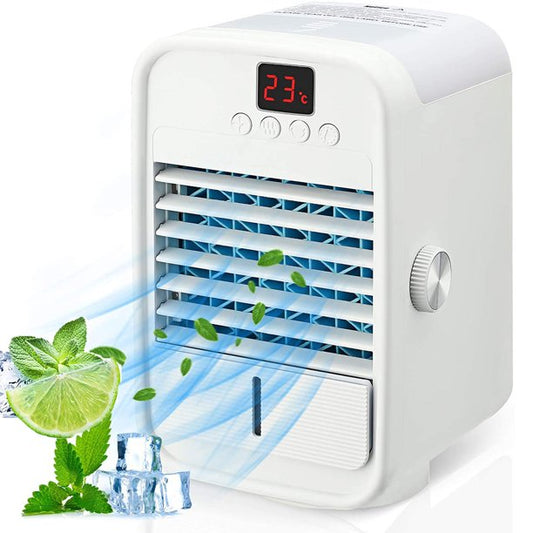 Air Conditioner Portable, Mini Portable Air Conditioner Quiet Desk Fan With Handle, Humidifier Misting Fan, Small Air Conditioner 3 Speeds AND LED Light, Evaporative Cooler For Home, Office, Room, J01