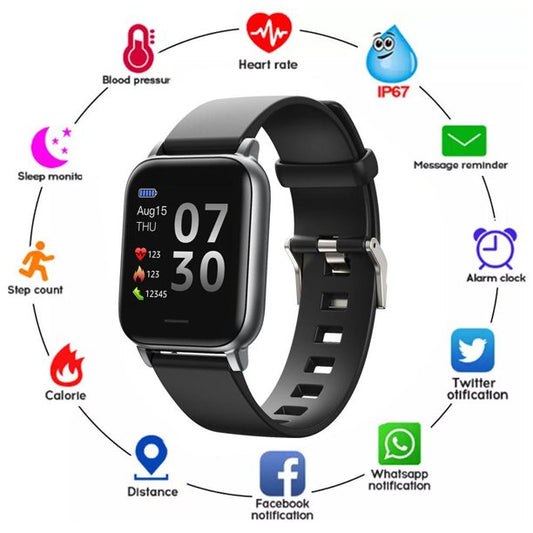 Rioicc Smart Watch for Android and iPhone, Fitness Tracker Health Tracker IP68 Waterproof Smartwatch for Women Men,Black