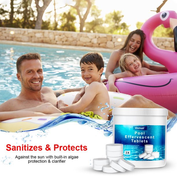 Vinmall Chlorine Tablets for Pool, Spa Hub Hot Tub Cleaning, Slow Dissolving and UV Protected All Natural, Biodegradable