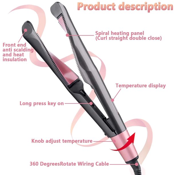 Xpreen Hair Straightener Curling Iron 2 in 1,Xpreen Tourmaline Ceramic Twisted Flat Iron Beauty Hair Tools,Adjustable Temp, LCD Digital Display