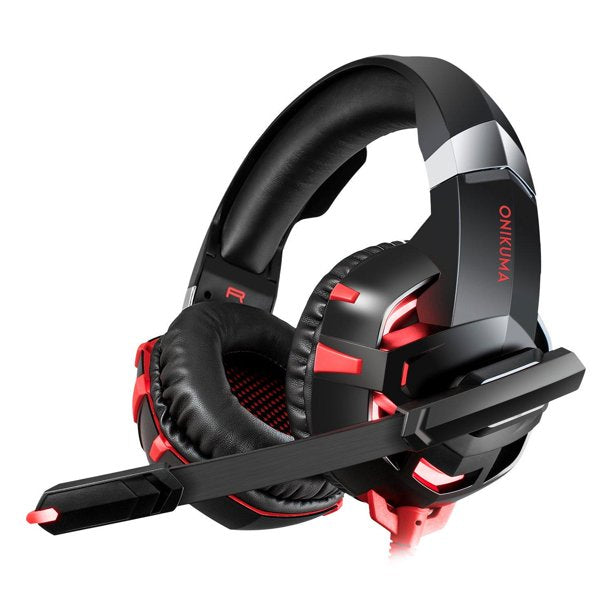 Rioicc Gaming Headsets, 7.1 Surround Sound Stereo, Noise Canceling Mic, LED Light Gaming Headphones for PS4, Xbox One Controller, Nintendo Switch, PC