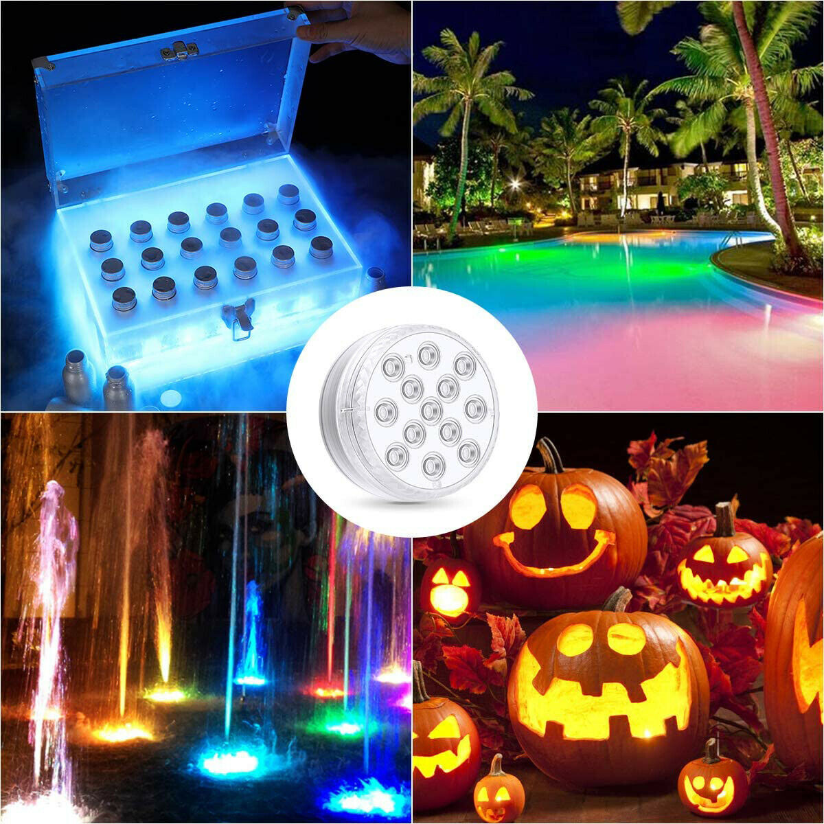 Submersible Pool Lights with Remote RF,Magnets,Suction Cups,13 LED Submersible Led Lights Waterproof IP68,LED Underwater Lights,Colors Changing Pond Lights Battery Power(4 Packs)