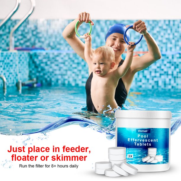 Vinmall Chlorine Tablets for Pool, Spa Hub Hot Tub Cleaning, Slow Dissolving and UV Protected All Natural, Biodegradable