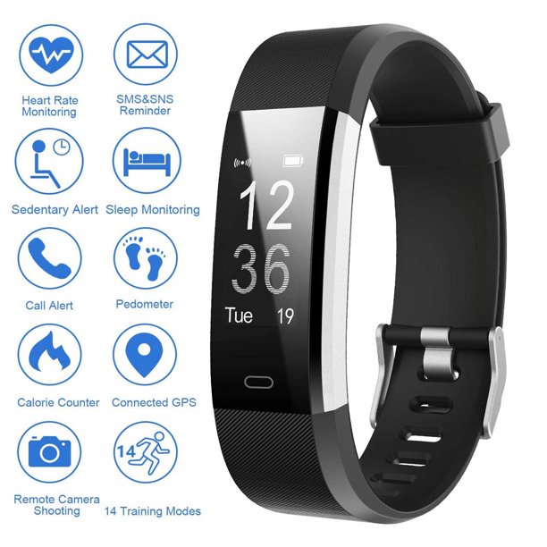 Smart Wristband Fitness Tracker for Women & Men with Heart Rate Monitor, Blood Pressure Monitor, Sleep Tracker, Step Counter, IP68 Waterproof Watch