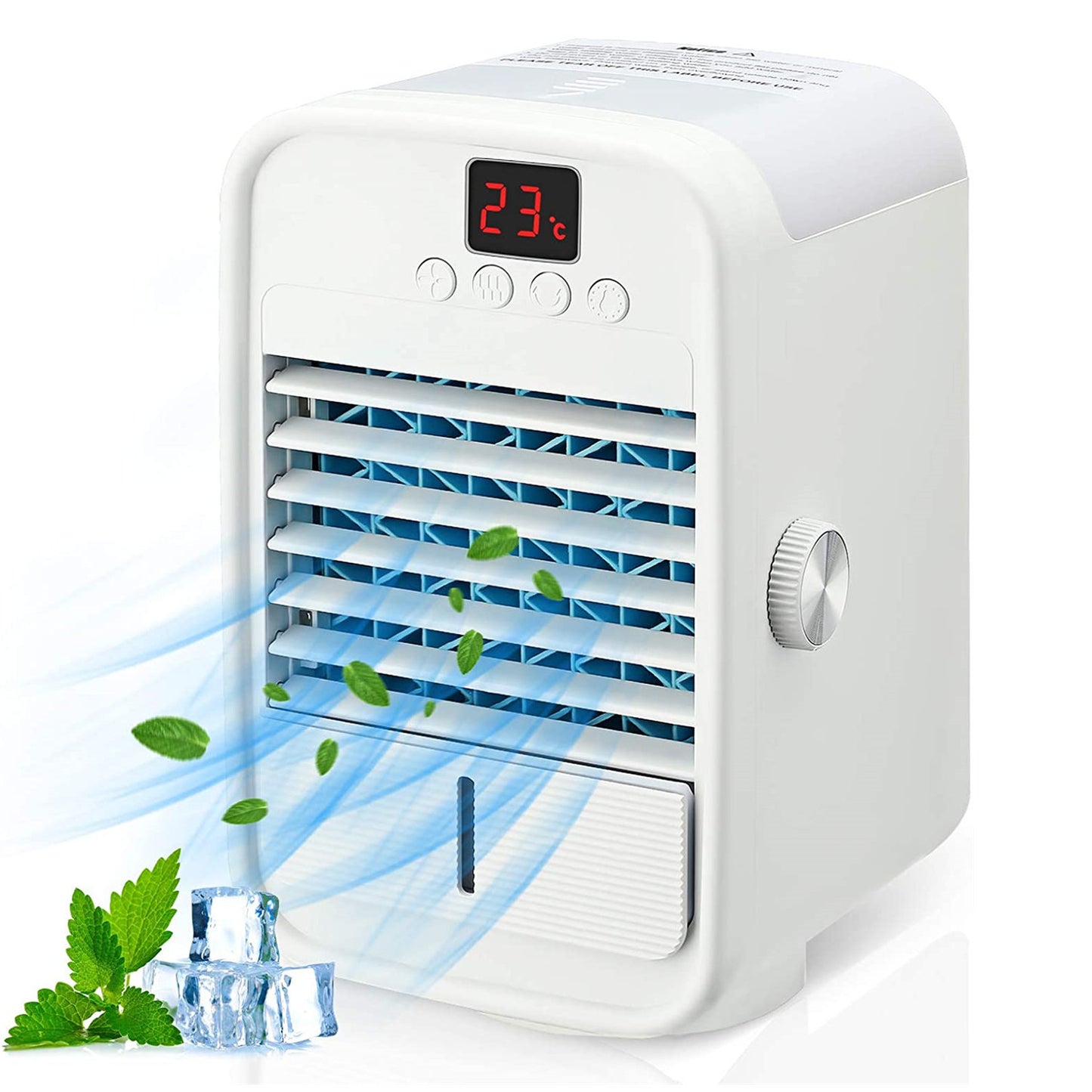 Portable Air Conditioner Fan, Personal Air Cooler Fan with 3 Speed Mode, 120° Wide Angle Swing Head & 7 Colors Night Light, Small Humidifier Air Cooler Desk Table Fan for Home, Office and Room