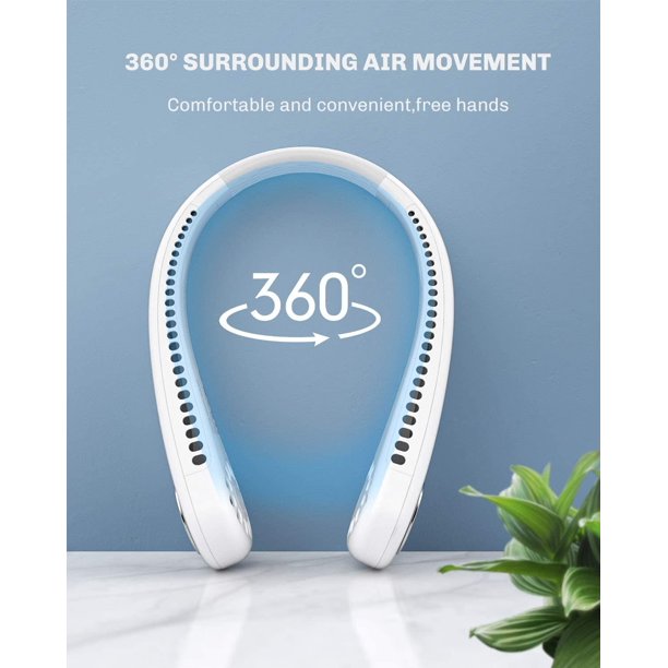 Portable Neck Fan, Sports Fan Mini Personal Fan with Low Noise and 3 Speeds 48 Air Outlet, Free Adjustment Personal Cooling Fan for Traveling, Sports, Office