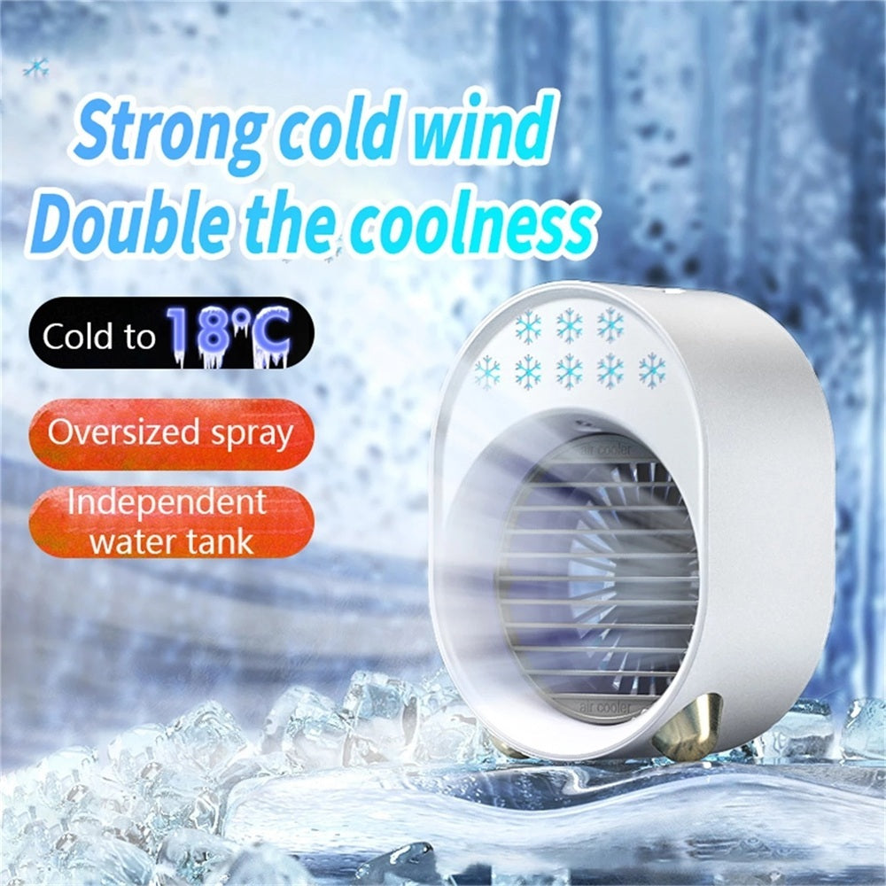 Vinmall Portable Cooling Fan with Cold Air, Rechargeable Evaporative Air Cooler with 3 Speed & 2 Mist Mode, Quiet Humidifying Desk Fan Personal Air Conditioner Fan for Bedroom Office Home, USB Cable