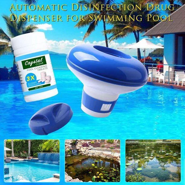 Vinmall Chlorine Tablets,Pool Chlorine Tablets with Thick Plastic Floating Chlorine Dispensers Kits (100g)