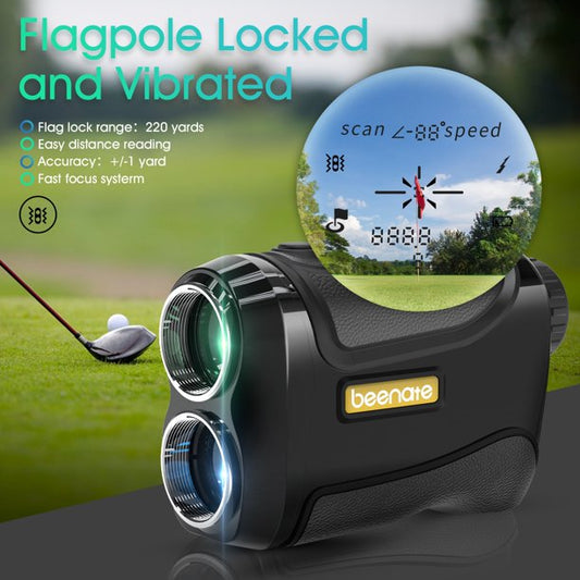 Golf Rangefinder for Golf & Hunting, Range Finder with Slope On/Off, Flag-Lock Vibration, 650 Yards Range, 6X Magnification - Golf Rangefinder Includes Battery & Carrying Pouch