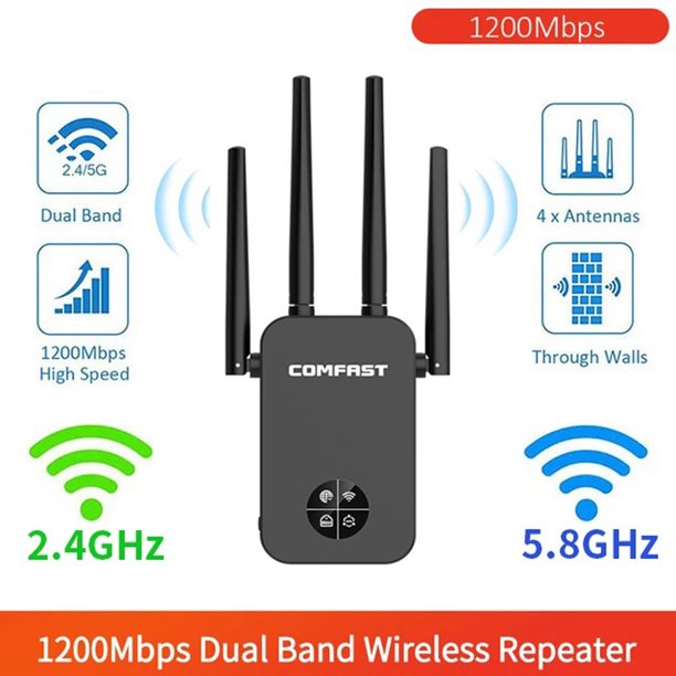 Doosl WiFi Range Extenders Signal Booster 1200Mbps for Home, WiFi Booster Repeater 2.4 and 5.8GHz Dual Band WPS Wireless Signal Strong Penetrability, Wide Range of Signals(3500 sq.ft)